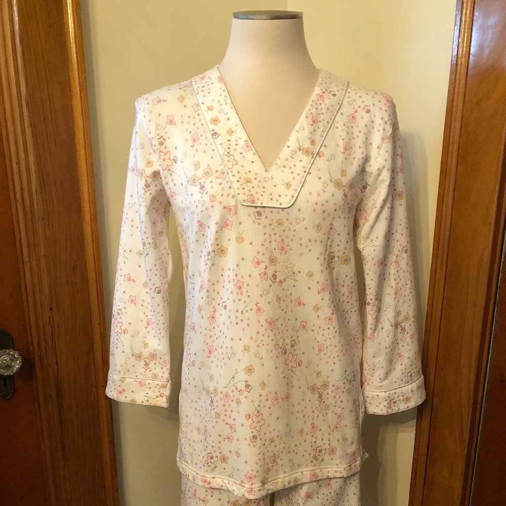 Anne Lewin Floral Pajama Set, Size M, 100% Cotton, NWT